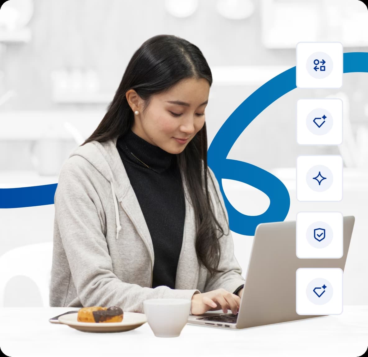 All the benefits shown in laptop and phone screen