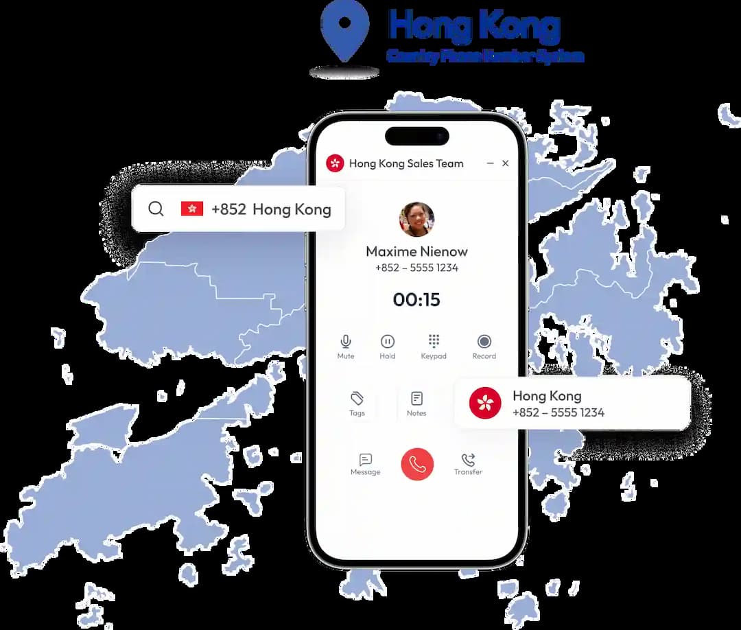 dailing interface showing hong kong phone virtual number