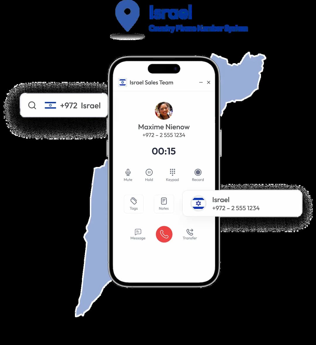 israel phone number with its country along with its map 