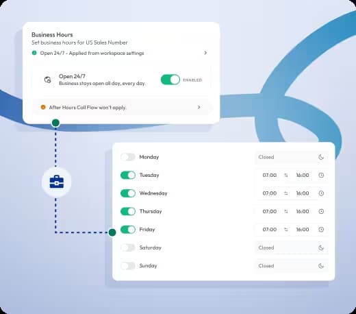 screenshot of a business hours app showing the days and times a business is open, designed for easy navigation