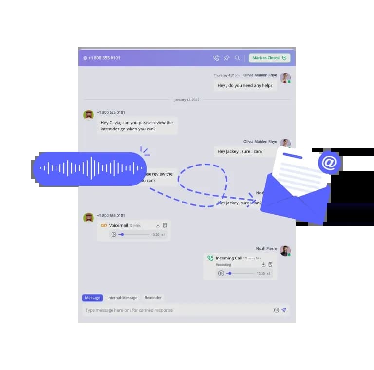 Voicemail is tranferred to email using voicemail to email feature