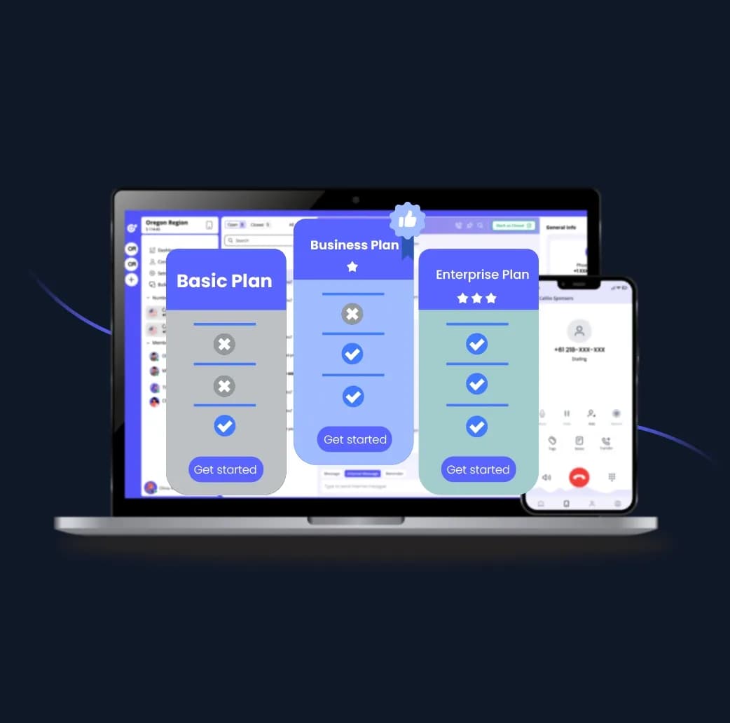 Calilio's web view and mobile call dialing interface