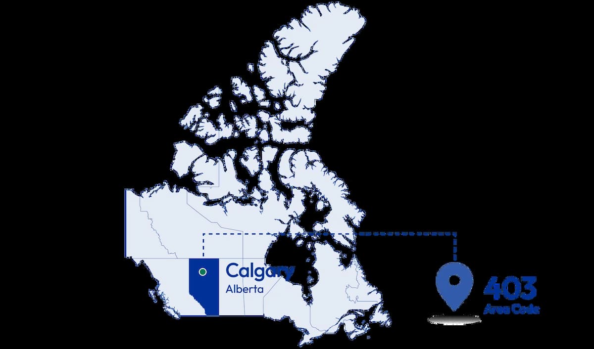 map diagram with pinned 403 area code number