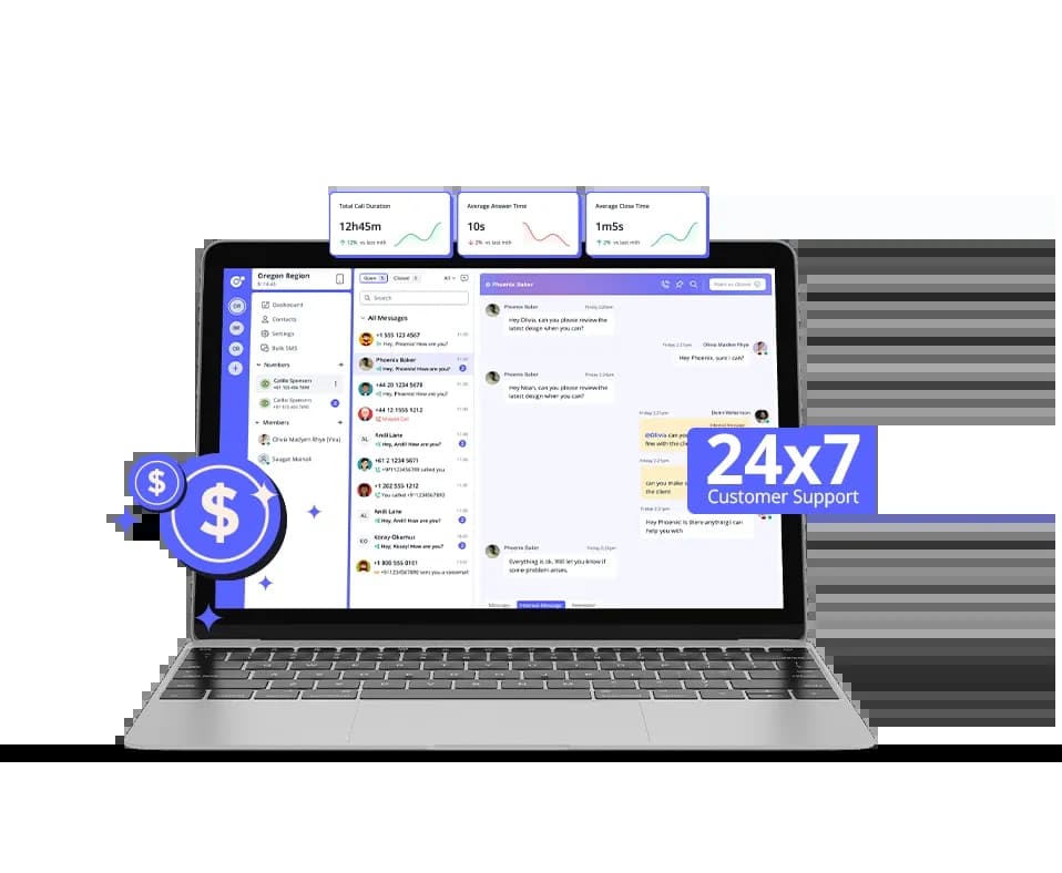 dashboard showing different features