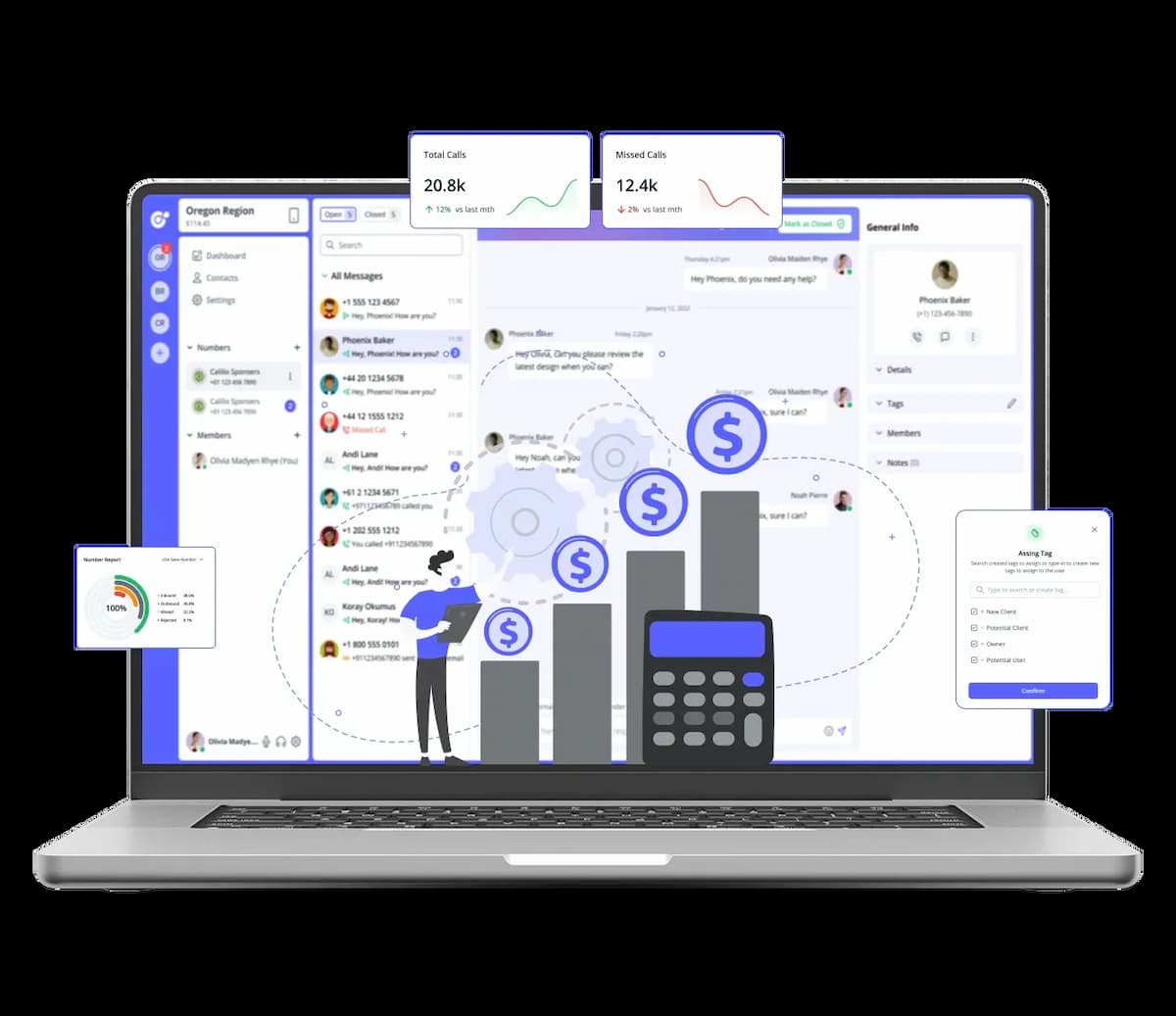A laptop displaying analytics dashboard.