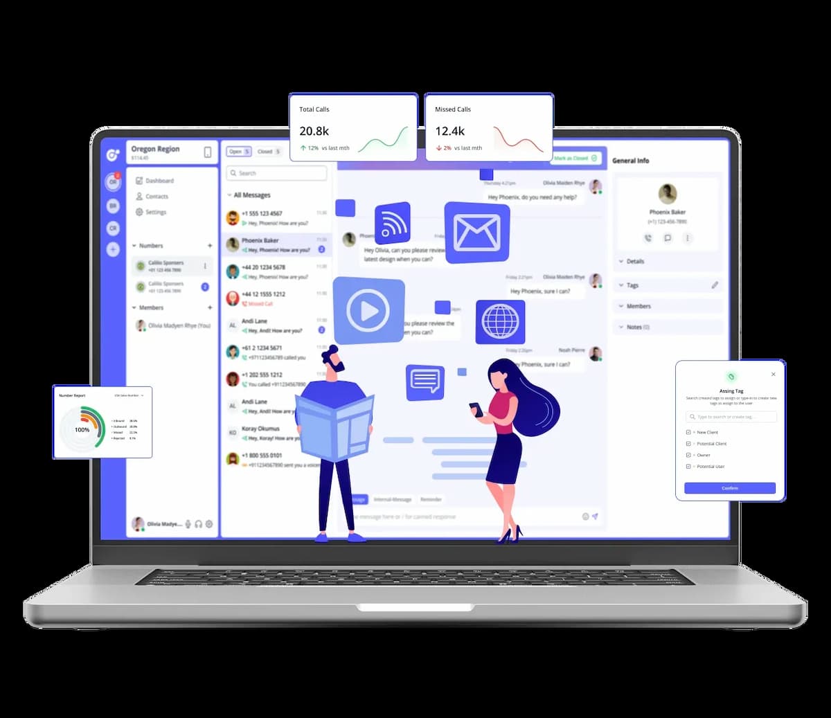 A laptop displaying calilio dashboard.