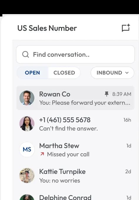 Unified business inbox for calls & messages