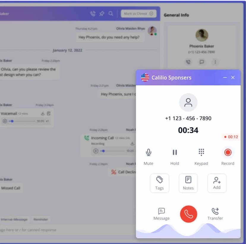 call recording feature highlighted