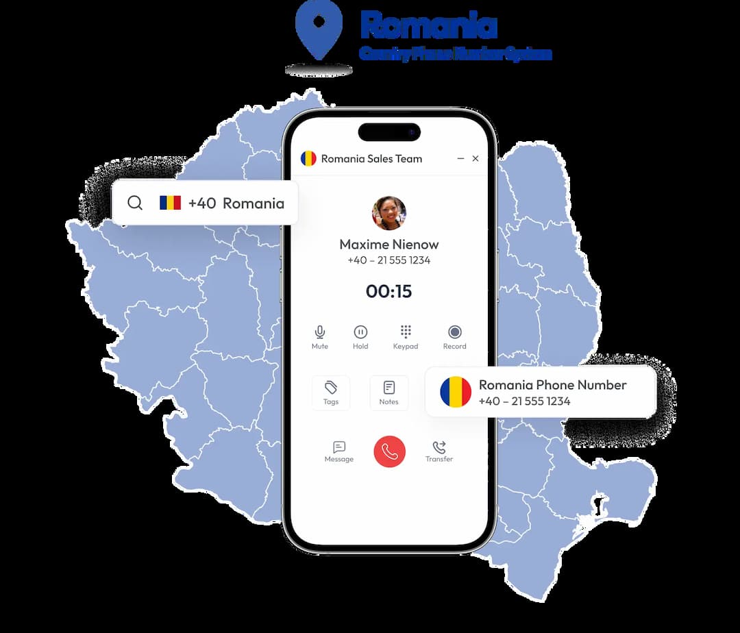 phone number of romania in a mobile number and map of romania along with it