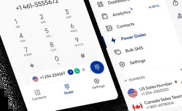 highlighting power dialer feature on calilio app