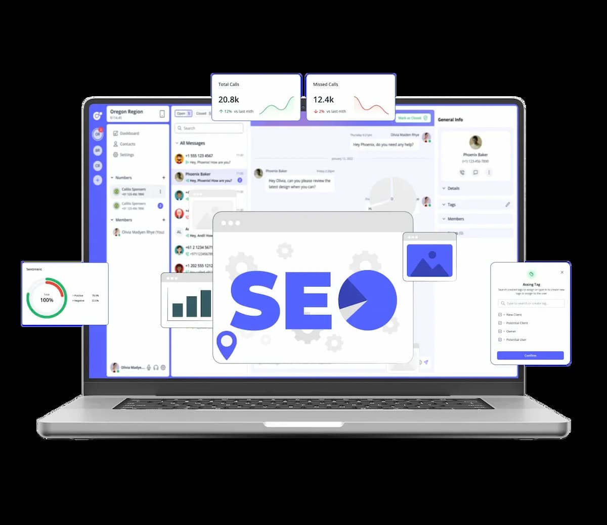 a desktop interface for the application of 618 area code phone
